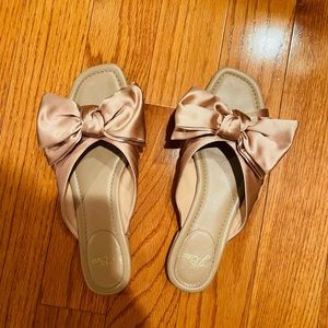J. Crew Blush Pink Satin Bow Slides